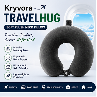 Kryvora TravelHug | Soft Plush Neck Pillow for Comfortable Travel