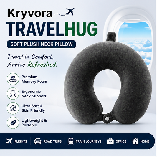 Kryvora TravelHug | Soft Plush Neck Pillow for Comfortable Travel