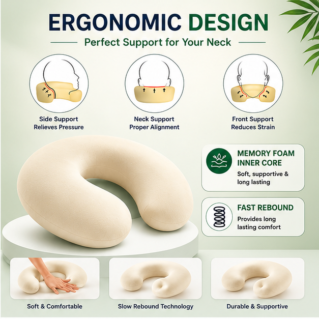 Kryvora TravelHug | Soft Plush Neck Pillow for Comfortable Travel