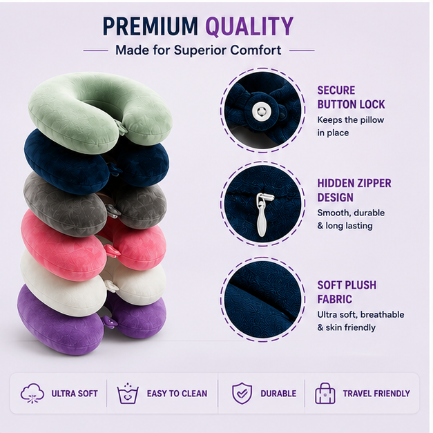 Kryvora TravelHug | Soft Plush Neck Pillow for Comfortable Travel